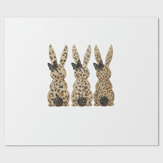 Papier Cadeau Leopard Cute Bunny Bow Funny Christian Easter Day  (Plat)