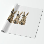 Papier Cadeau Leopard Cute Bunny Bow Funny Christian Easter Day  (Déroulé)