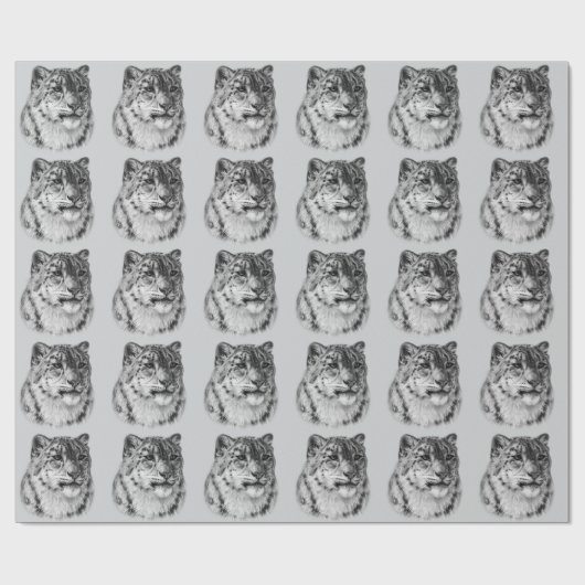 Papier Cadeau Leopard De Neige À Main (Plat)