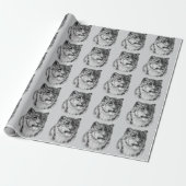 Papier Cadeau Leopard De Neige À Main (Déroulé)