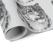 Papier Cadeau Leopard De Neige À Main (Coin rond)