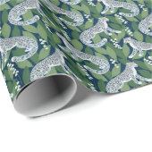 Papier Cadeau Léopard des neiges et Lys de la vallée (Coin rond)