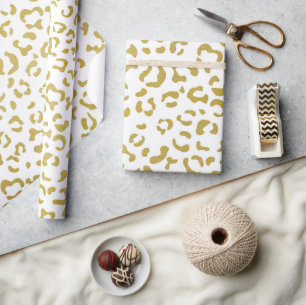 Papier Cadeau Leopard d'or, Parties scintillant d'or, Empreinte 