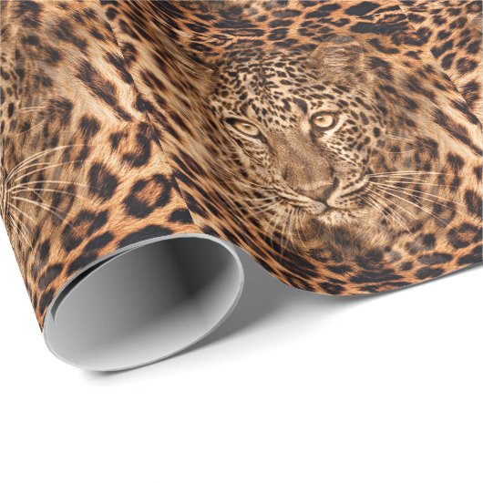 Papier Cadeau Leopard Elegance : Un Motif de fourrure intemporel (Coin rond)