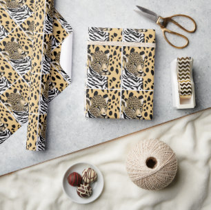 Papier Cadeau Leopard et Zebra Stripes Art Abstrait