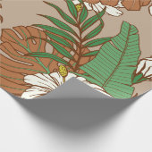 Papier Cadeau Léopard fourrure tropicale feuille fleurs d'hibisc (Coin)