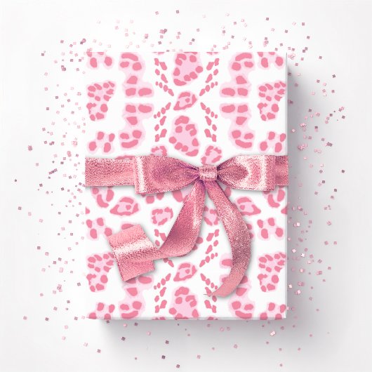 Papier Cadeau Leopard Ikat in Pink
