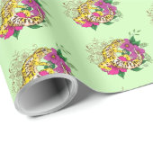 Papier Cadeau Léopard jaune Gecko Vert (Coin rond)