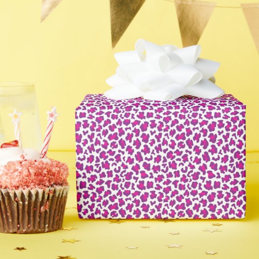 Papier Cadeau léopard motif pourpre (Fête d'anniversaire)
