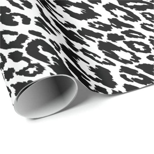 Papier Cadeau Leopard noir et blanc (Coin rond)