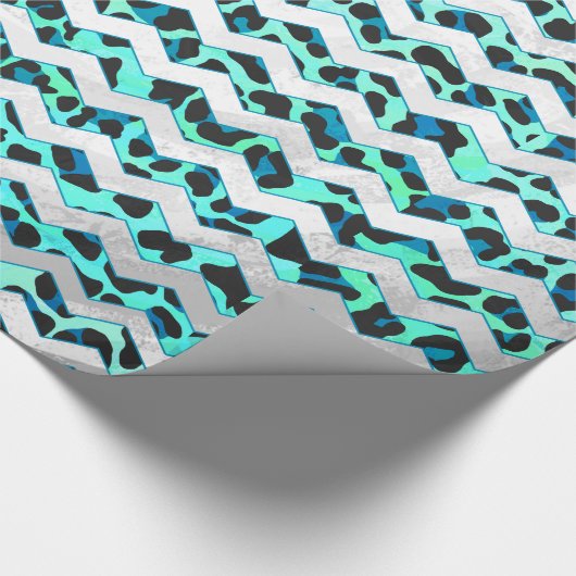 Papier Cadeau Léopard noir et Turquoise (Coin)