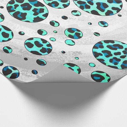 Papier Cadeau Léopard noir et Turquoise (Coin)