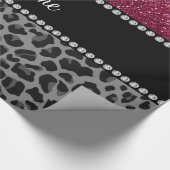 Papier Cadeau Léopard nommé personnalisé de noir de parties (Coin)