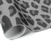 Papier Cadeau Léopard nommé personnalisé de noir de parties (Coin rond)