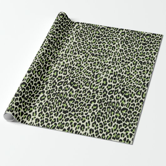 Papier Cadeau Leopard, poster de animal vert (Déroulé)