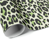 Papier Cadeau Leopard, poster de animal vert (Coin rond)