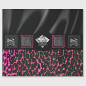 Papier Cadeau Léopard rose fluorescent de diva (Plat)