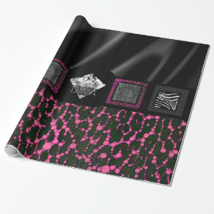 Papier Cadeau Léopard rose fluorescent de diva