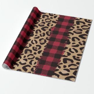 Papier Cadeau Leopard Safari Buffalo Plaid Noël