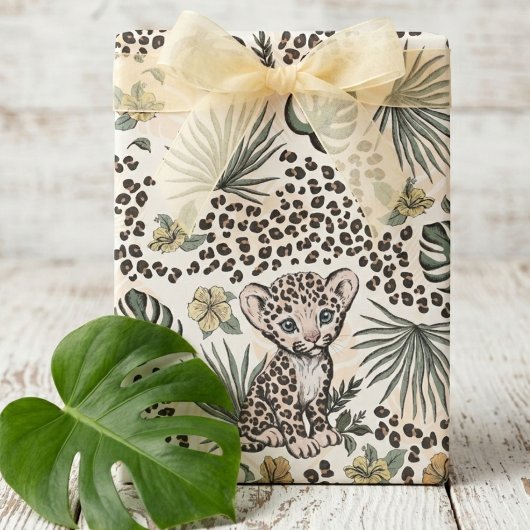 Papier Cadeau Leopard Safari Kids Floral Jungle Pattern