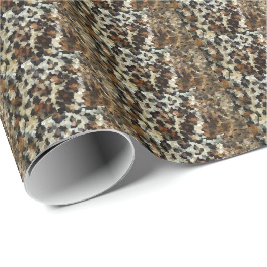 Papier Cadeau Leopard Style Brown Black Square (Coin rond)