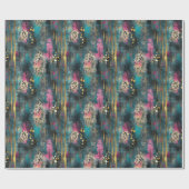 Papier Cadeau Léopard turquoise de Noël Abstrait (Plat)