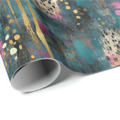 Papier Cadeau Léopard turquoise de Noël Abstrait (Coin rond)