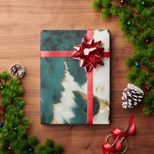 Papier Cadeau Léopard vert blanc (Cadeau de vacances)