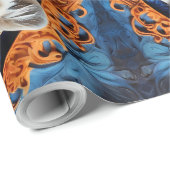 Papier Cadeau Léopard vibrant aux motifs floraux (Coin rond)