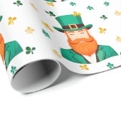 Papier Cadeau Leprechaun Clover Shamrock Patrick's Day (Coin rond)