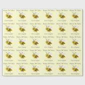 Papier Cadeau Les Abeilles Ajoutent Simplement Nom Anniversaire (Plat)