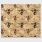 Papier Cadeau Les Abeilles de la Reine noire en or (Plat)