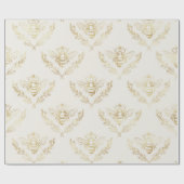 Papier Cadeau Les Abeilles d'or sur la crème. (Plat)