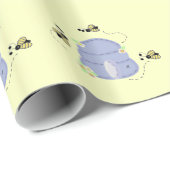 Papier Cadeau Les abeilles occupées avec leur ruche (Coin rond)