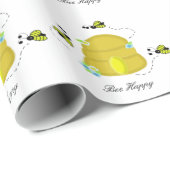 Papier Cadeau Les abeilles occupées et leurs ruches (Coin rond)