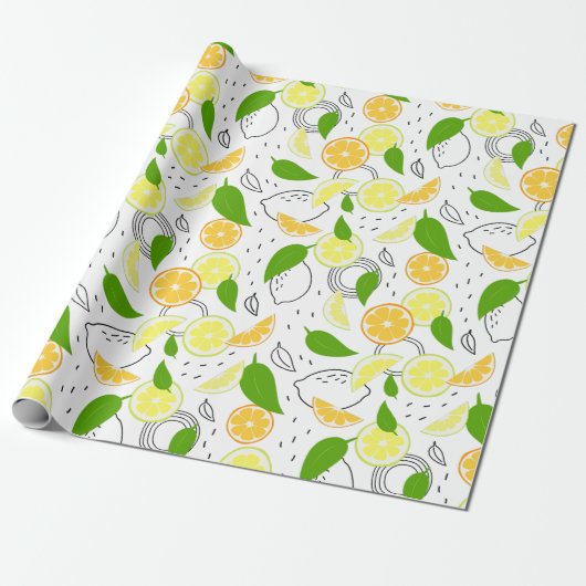 Papier Cadeau Les agrumes frais. (Déroulé)