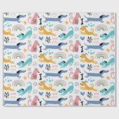 Papier Cadeau Les amis colorés de Dachshund (Plat)