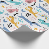 Papier Cadeau Les amis colorés de Dachshund (Coin)