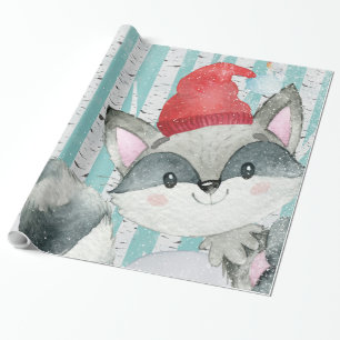Papier Cadeau Les amis des animaux des forêts d'hiver - Racoon