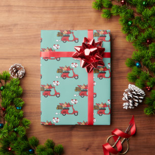 Papier Cadeau Les amoureux du Cardinal Rouge sur Scooter