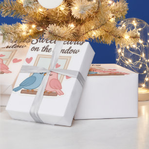 Papier Cadeau Les amoureux sur la fenêtre - Sticker Lovebirds