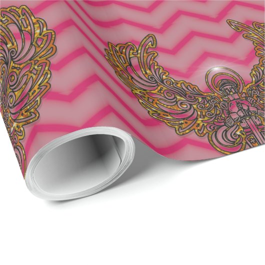 Papier Cadeau Les anges avec l'amour de Dieu Noël (Coin rond)