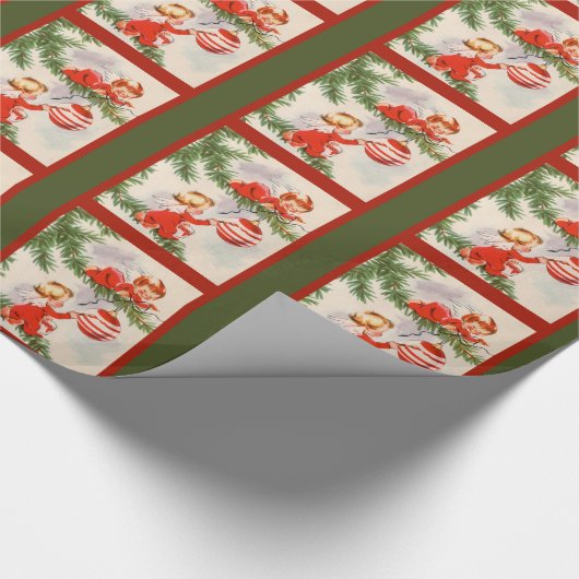 Papier Cadeau Les anges décorant l'arbre de Noël (Coin)