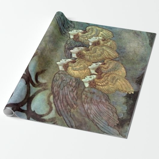 Papier Cadeau « Les Anges » d'Edmund Dulac (Déroulé)