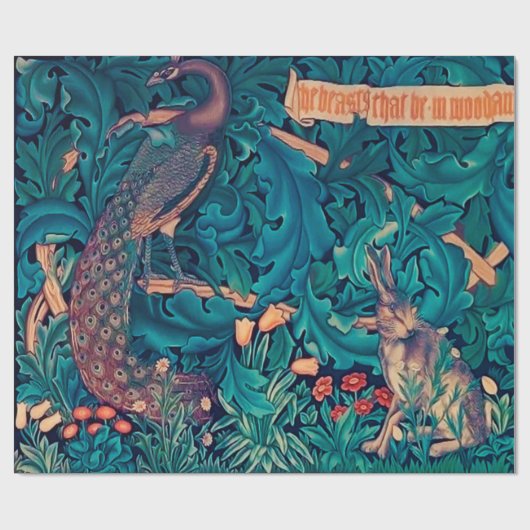 Papier Cadeau Les animaux dans la forêt, William Morris (Plat)