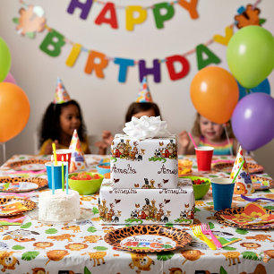 Papier Cadeau Les animaux de l'enfant personnalisés Envelopper l