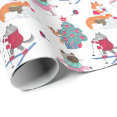 Papier Cadeau Les animaux des bois Renard Wolf Deer dans les ant (Coin rond)