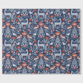 Papier Cadeau Les animaux des bois scandinaves Noël (Plat)