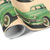 Papier Cadeau les années 1950 Chevy vert (Coin rond)