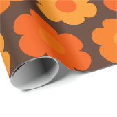 Papier Cadeau Les années 70 Fleurs géométriques Retro (Coin rond)